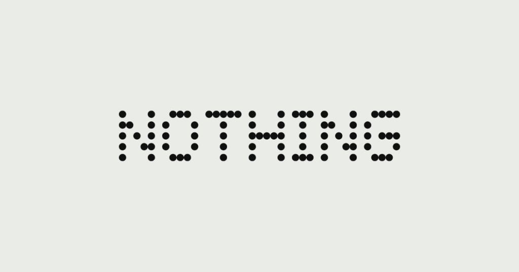 점자(도트 매트릭스) 스타일로 디자인된 낫싱(Nothing) 공식 로고